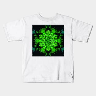 Dot Mandala Flower Green and Black Kids T-Shirt